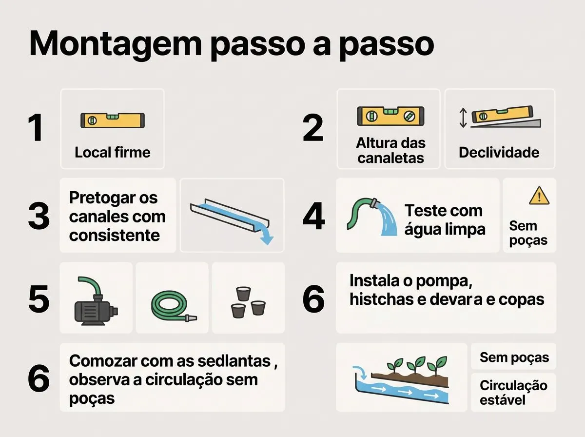 Infográfico com o passo a passo para montar NFT hidroponia em casa