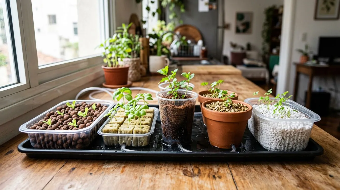 Substrato hidroponia em casa: como escolher argila expandida, lã de rocha, coco, vermiculita e perlita sem errar