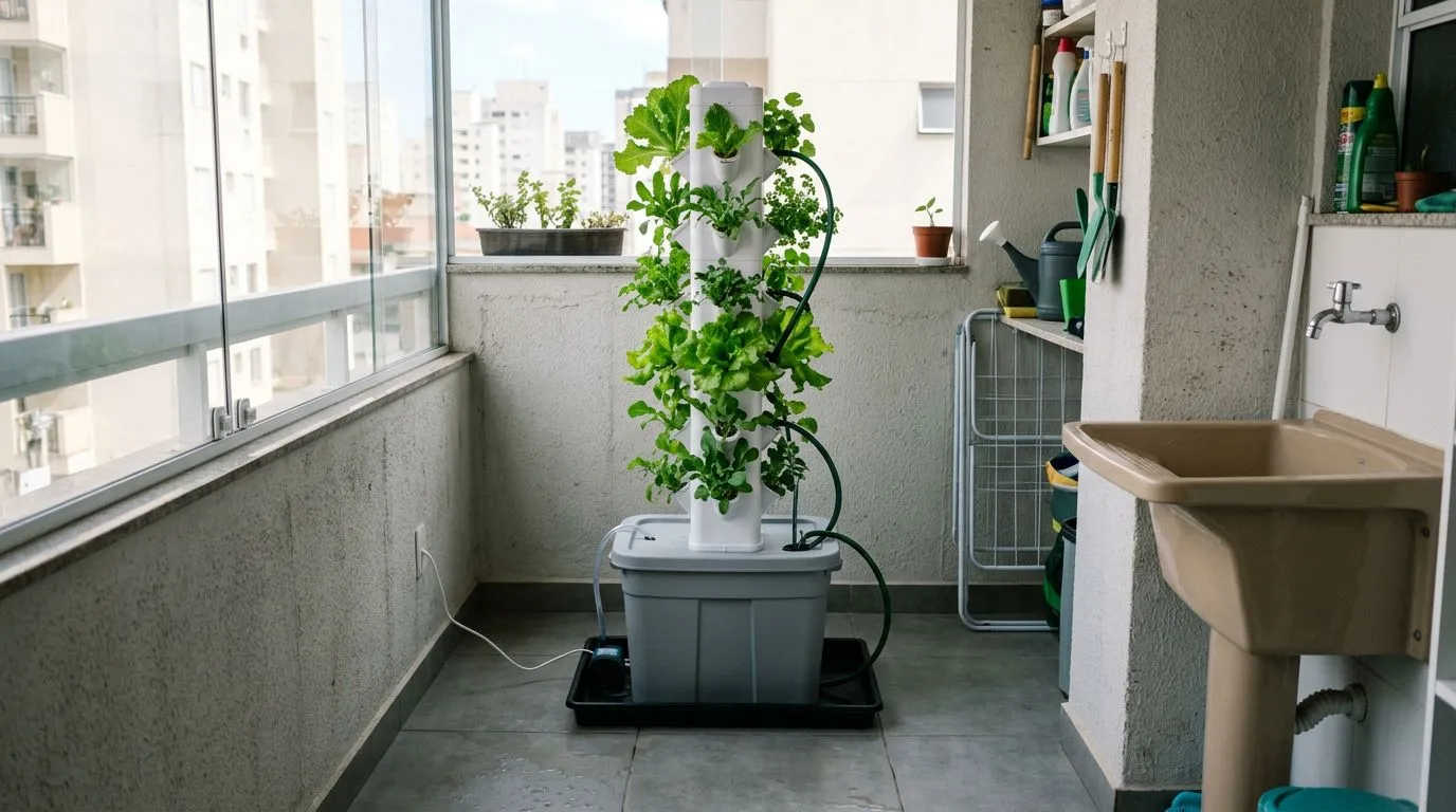 Hidroponia em apartamento na prática: o que cabe, o que funciona e o que evitar