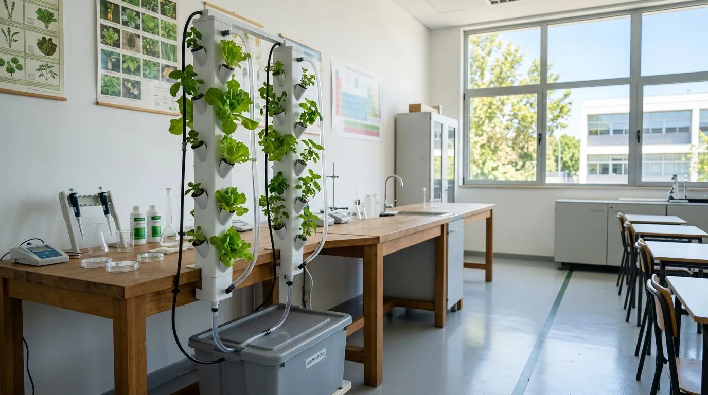 Sistema hidropônico para escola: como planejar um projeto simples, seguro e pedagógico