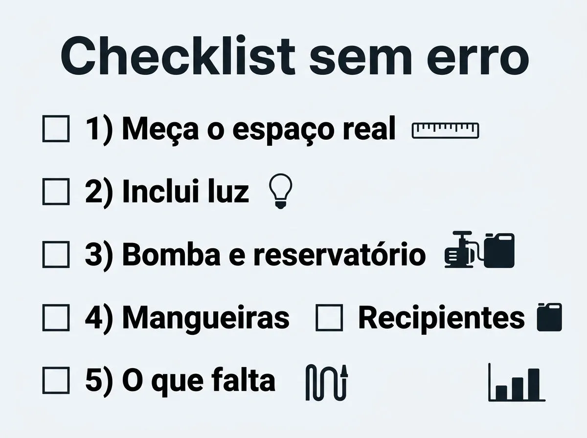 Infográfico checklist para decidir com segurança ao comprar kit hidropônico pronto.