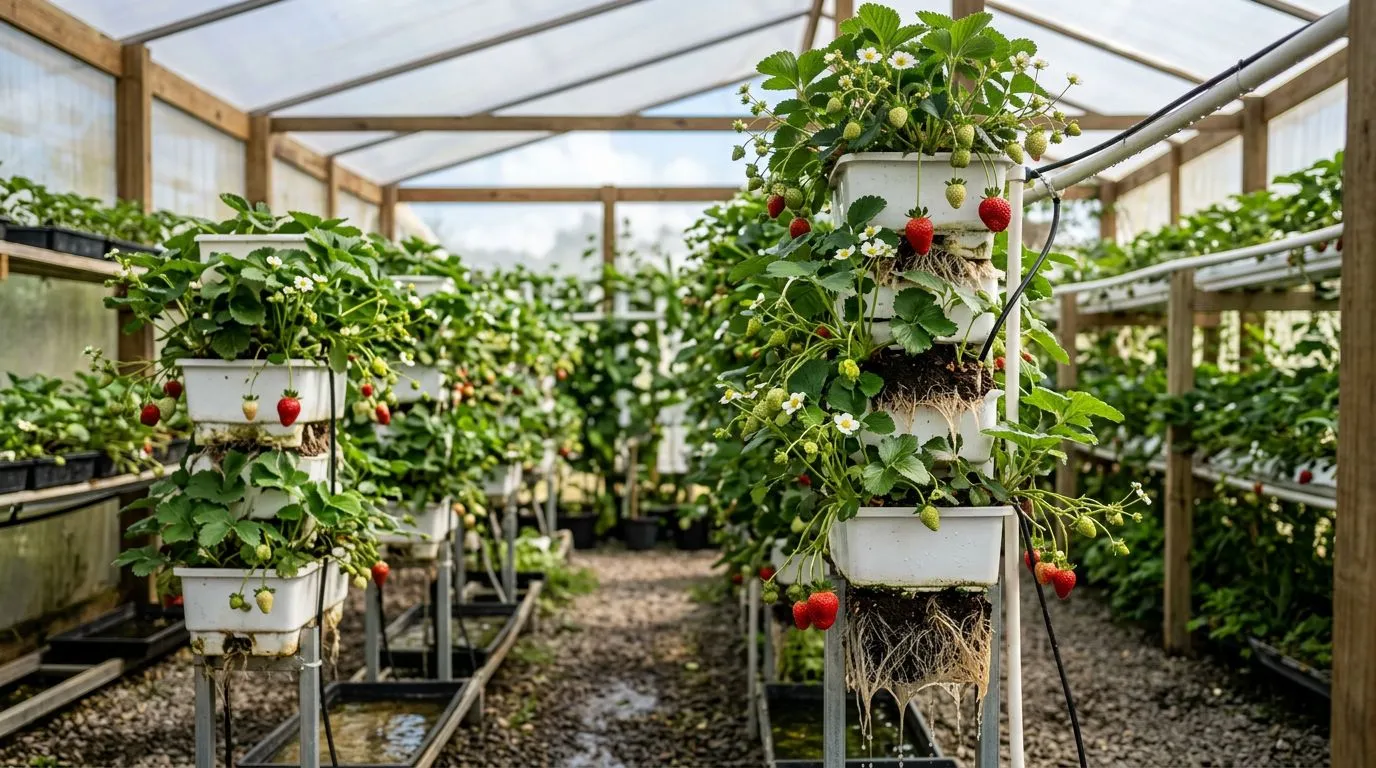 Morango hidropônico em casa: como escolher variedade, sistema e manejo para frutificar de verdade