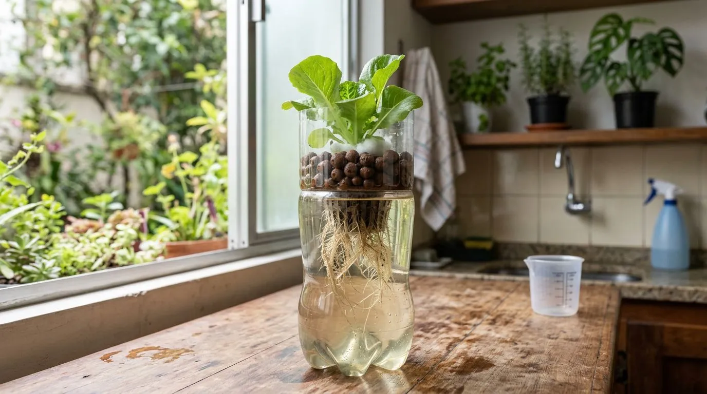Hidroponia com garrafa PET em casa: como montar, escolher plantas e saber a hora de escalar