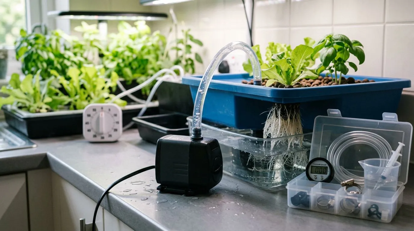 Falha na bomba hidroponia: o que fazer nas primeiras horas para salvar as plantas