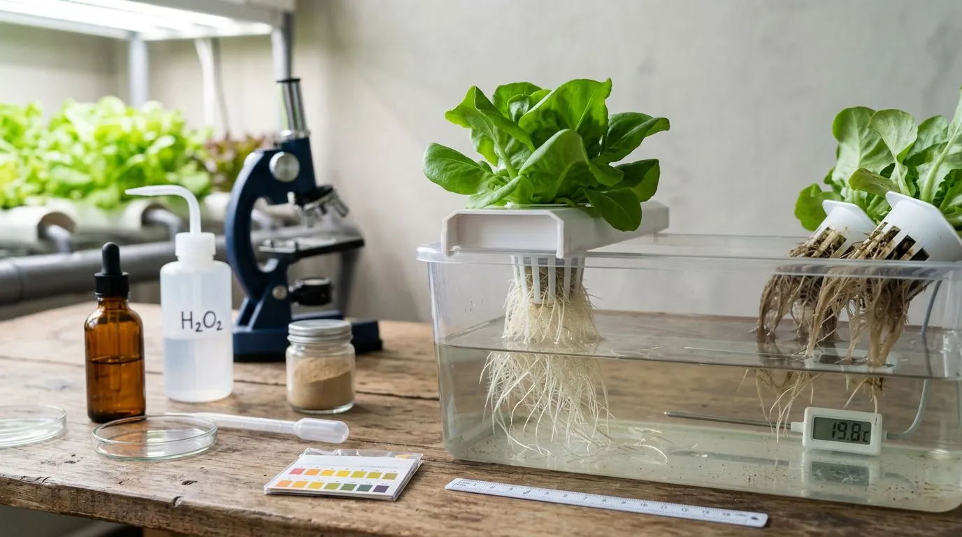 Pythium na hidroponia: como identificar, tratar com H2O2 ou fungicida e evitar que volte