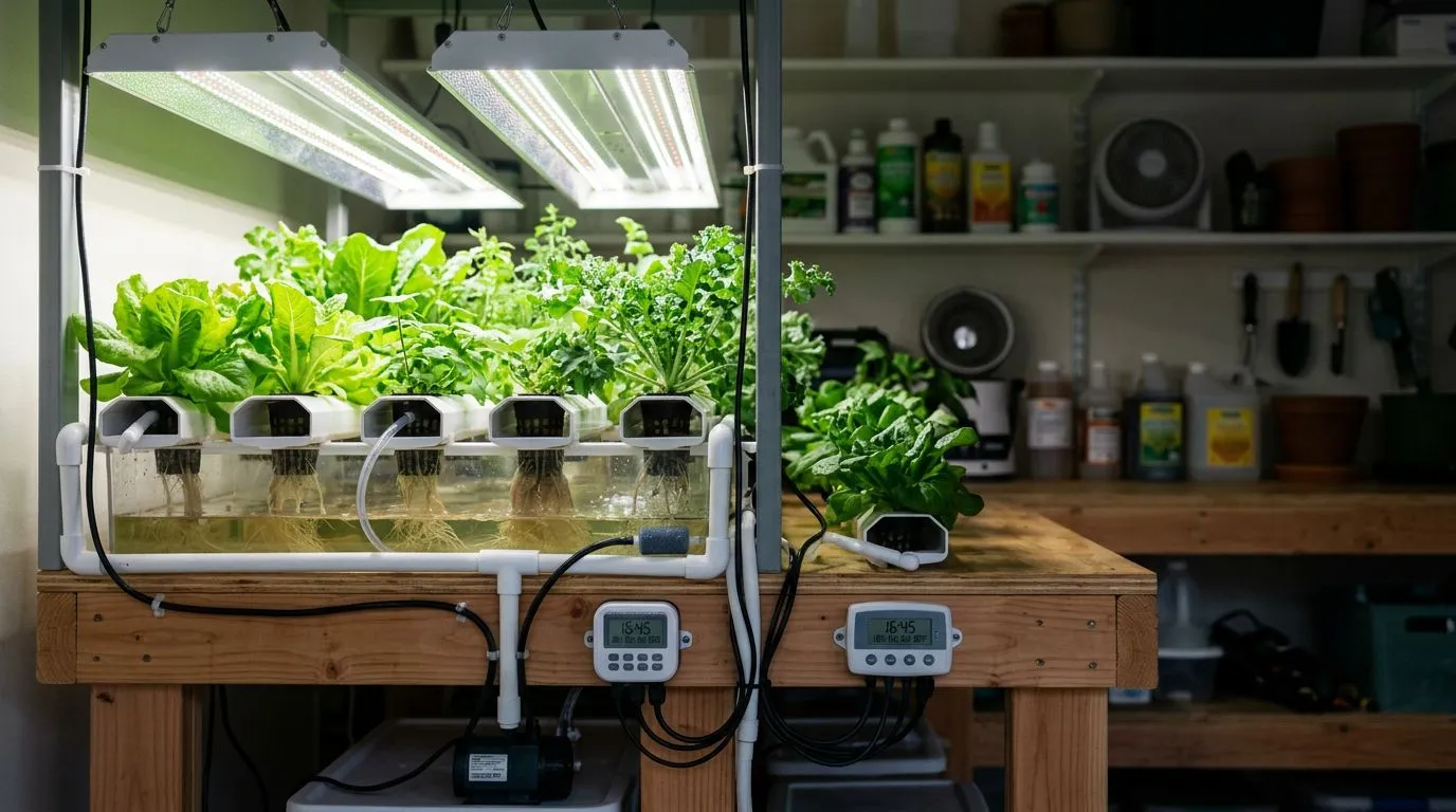 Fotoperíodo na hidroponia em casa: como acertar a luz por fase, tipo de planta e timer