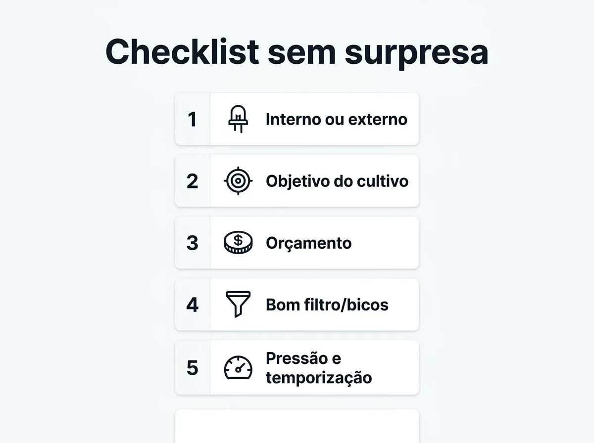 Checklist ilustrado para decidir e montar hidroponia de alta pressão aeropônica com menos risco.
