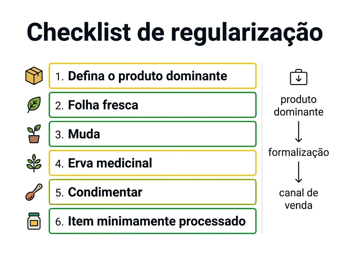 Checklist de regularização para começar pequeno na venda de produtos hidropônicos.