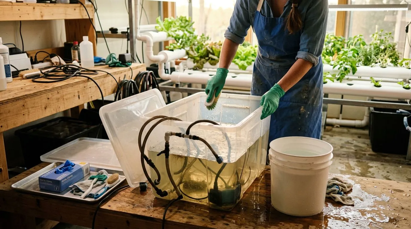 Higienização do sistema hidropônico entre ciclos: como limpar, desinfetar e evitar recontaminação
