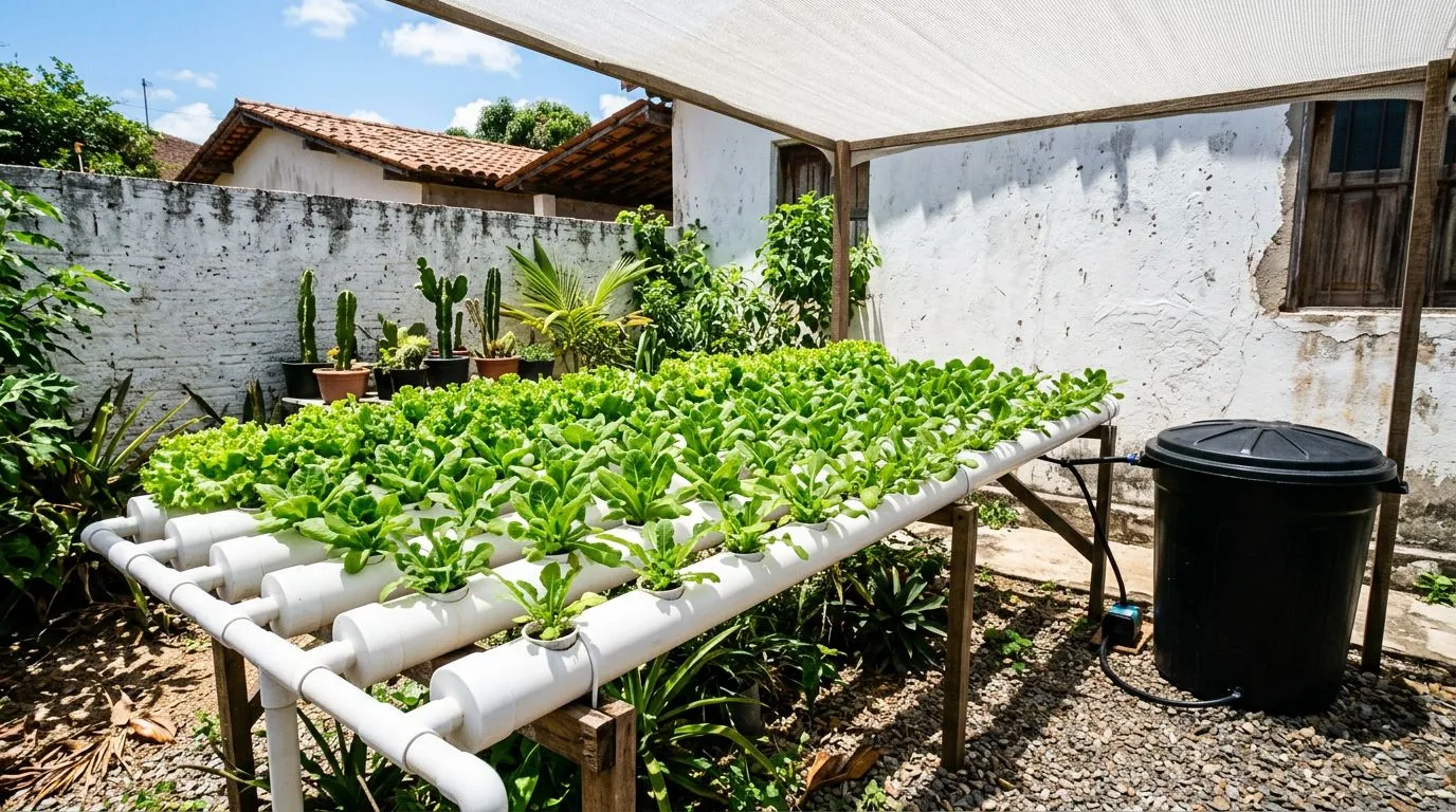 Hidroponia no Nordeste brasileiro: como adaptar o sistema ao calor, à seca e ao sol forte