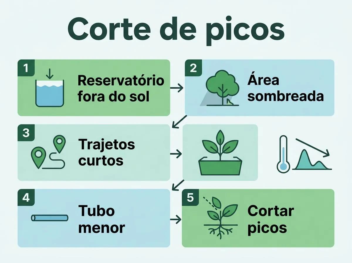 Checklist visual para controlar picos de temperatura da solução nutritiva sem complicar o sistema.