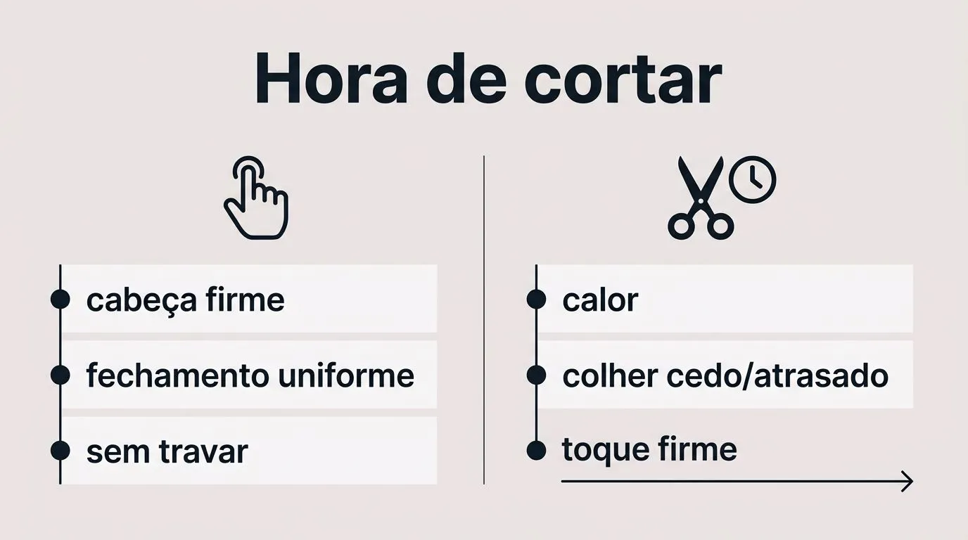 Comparativo visual para decidir o ponto de colheita da alface americana hidropônica.