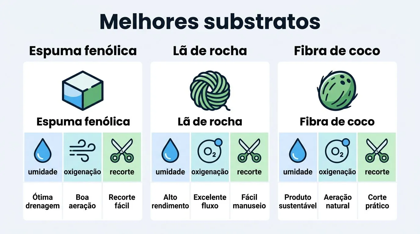 Comparação entre substratos para semeio direto na hidroponia.