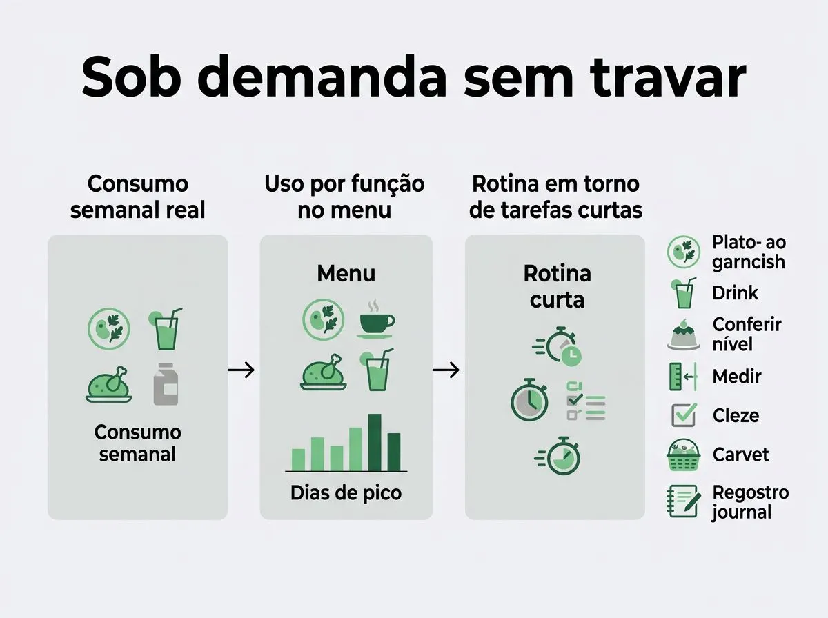 Infográfico de fluxo para planejar produção hidropônica sob demanda sem atrasar a operação da cozinha.