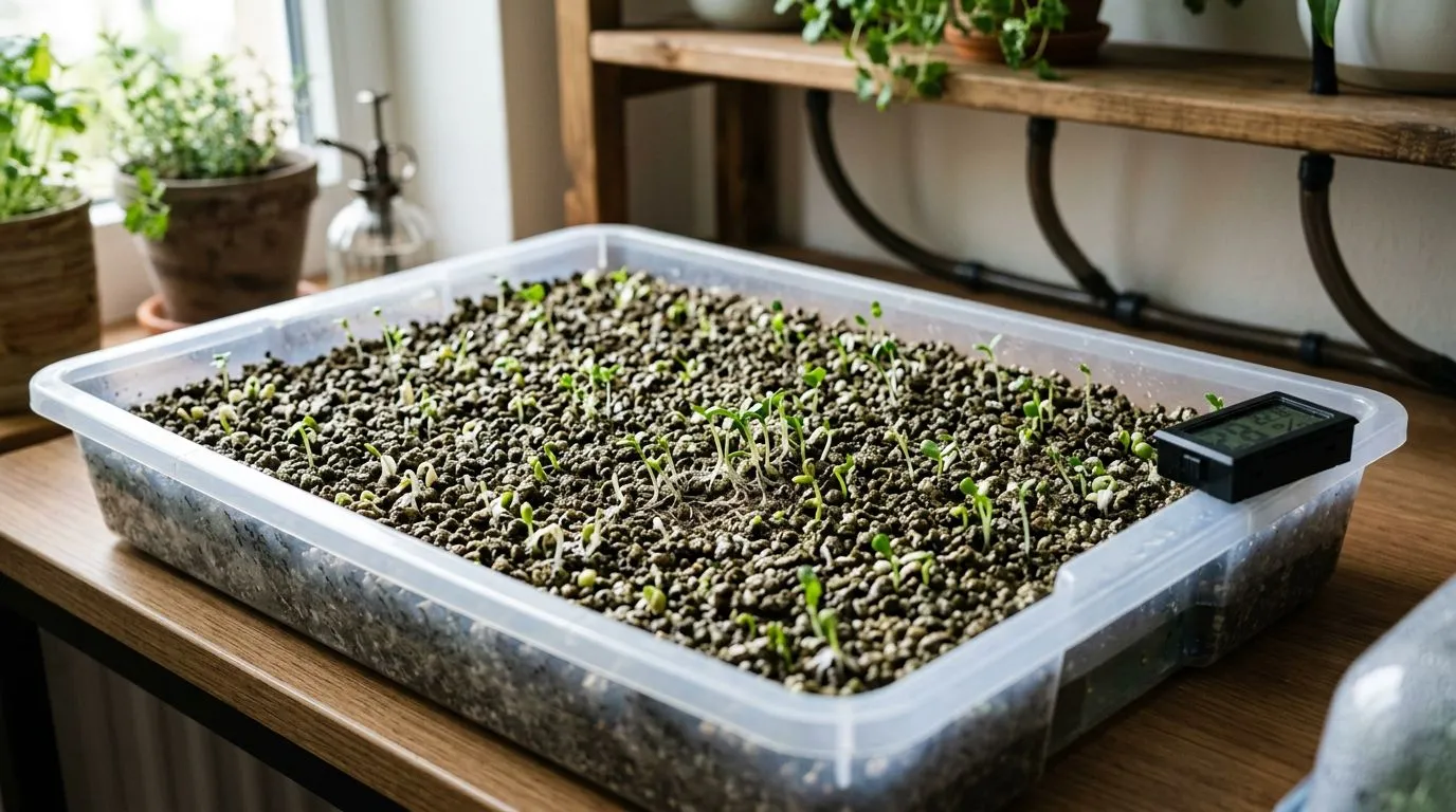 Temperatura e germinação na hidroponia: faixas por espécie, tapete aquecedor e câmara caseira