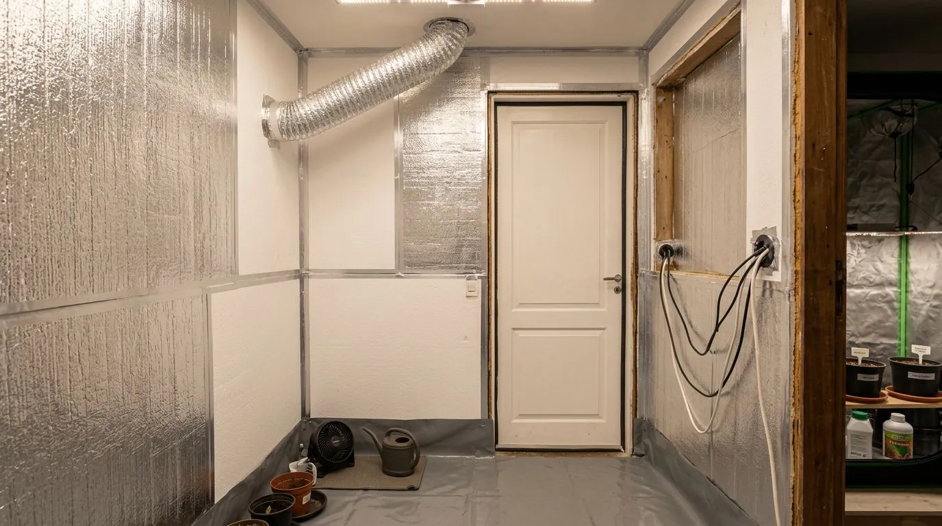 Isolamento térmico grow room: materiais acessíveis, pontos de perda de calor e como saber se funcionou