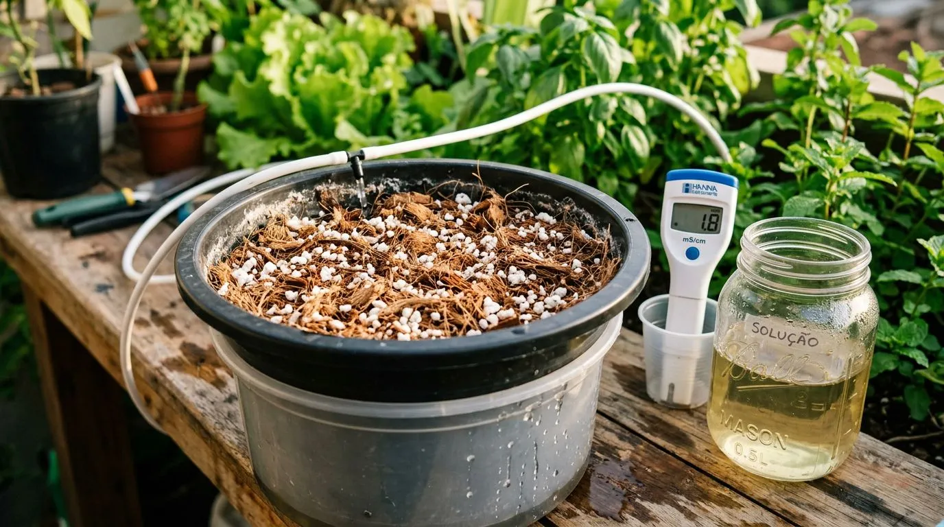 Sal no substrato hidropônico: como identificar, fazer flush e prevenir o acúmulo sem erro