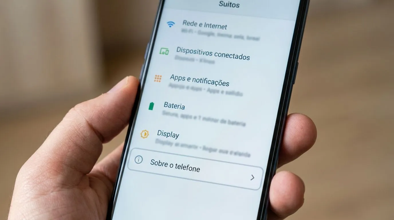 Tela do Android aberta em Configurações na rota para “Sobre o telefone”.