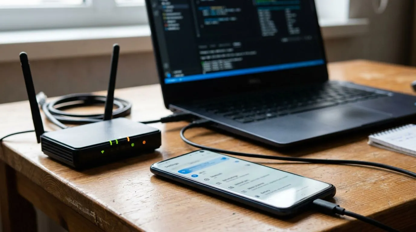 Smartphone em contexto de ajustes de DNS, VPN e proxy, sem texto legível.